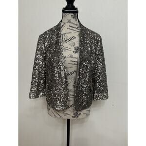 APT 9 Antique Silver Sequins Bolero Jacket Glam Rock Streetwear Size S